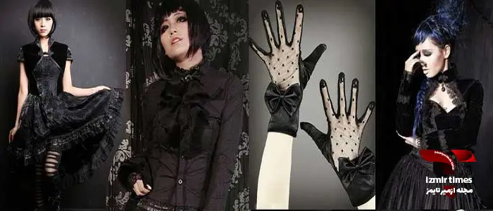 لباس گوتیک لباس توری مشکی دسکش توری مشکی زنانه