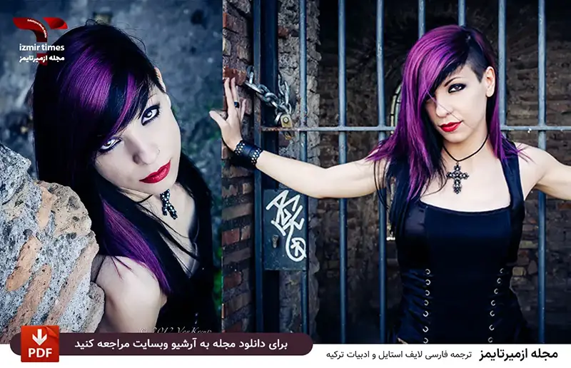 گردنبند صلیب رنگ موی بنفش فانتزی استایل گوتیک