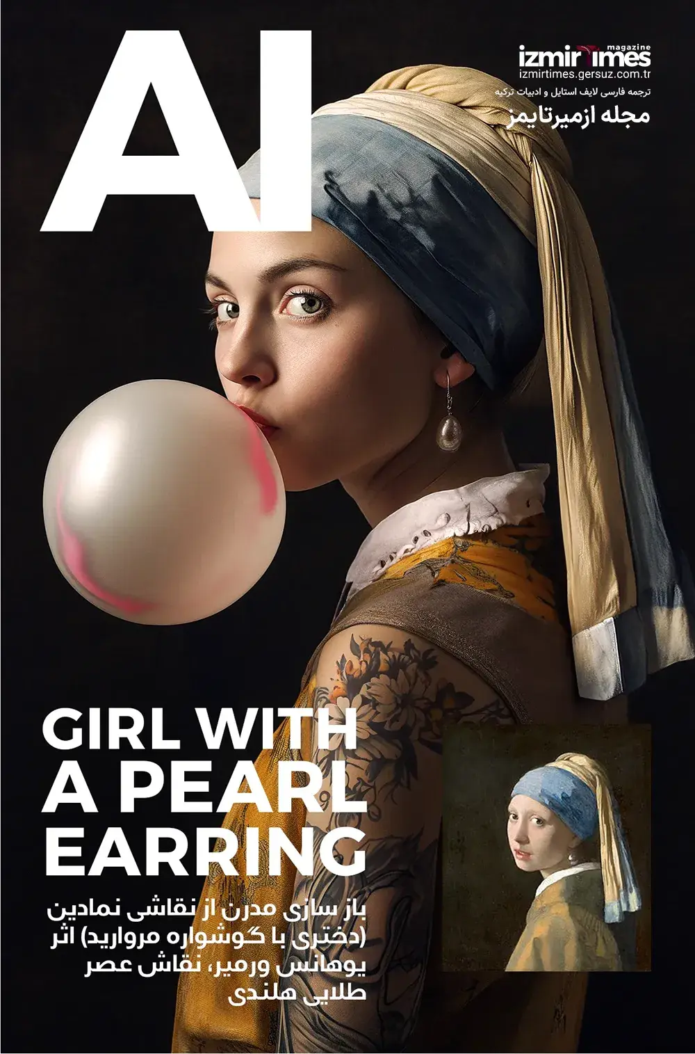 بازسازی نقاشی دختری با گوشواره مروارید توسط هوش مصنوعی