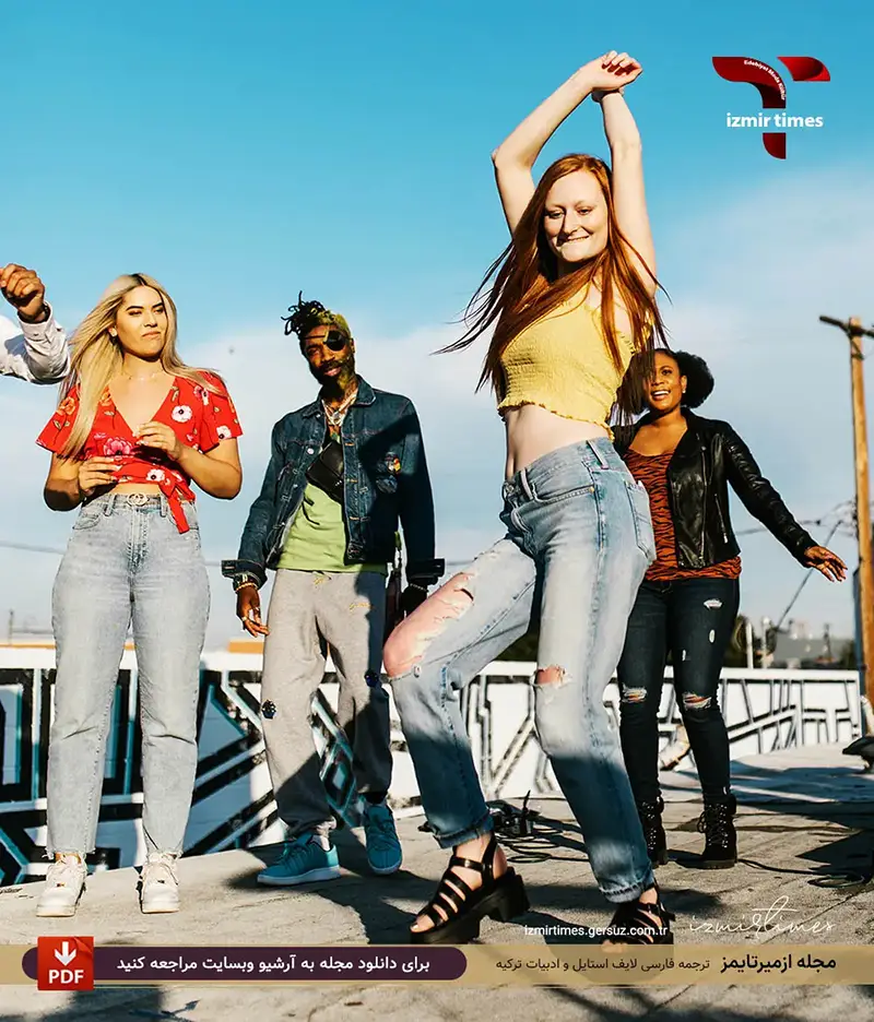 تیشرت زرد تیشرت نارجی دختر رقاص با موهای طلایی