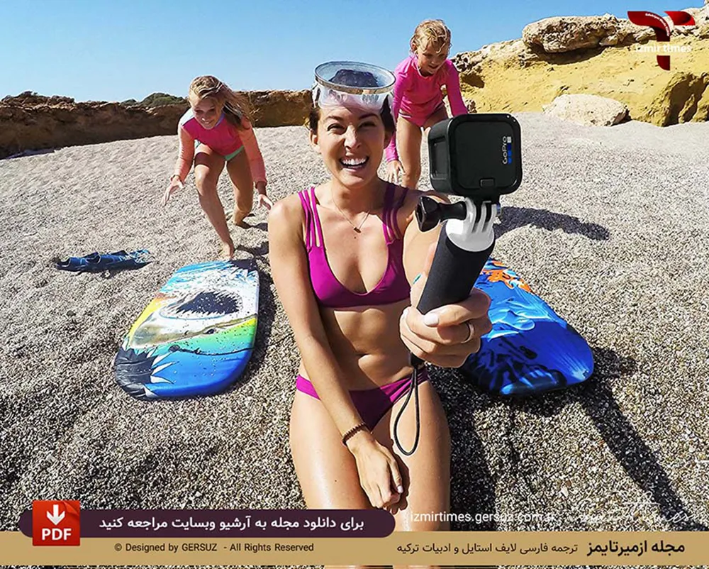 بیکینی سرخ آبی دوربین گوپرو